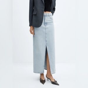 Mango Light Blue Maxi Skirt 0 xxs